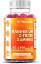 Vitamatisk Magnesium Gummies 600mg per servering - 60 Vegansk greve for afslapning, muskel, ben, og energistøtte
