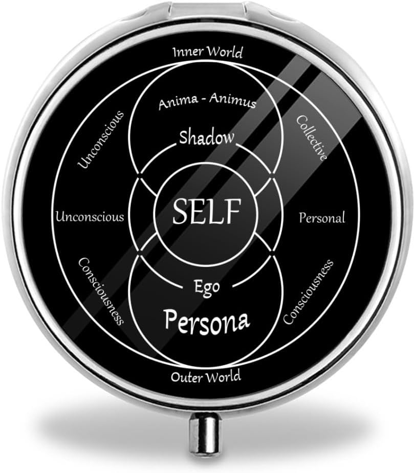 Hjul af Følelser og Følelser - 3-Segment Runde Pille Organizer - Bærbar, Sikker, Rustfrit stål Medicin Pilleboks - Perfekt til rejser, Vitamin, Små piller