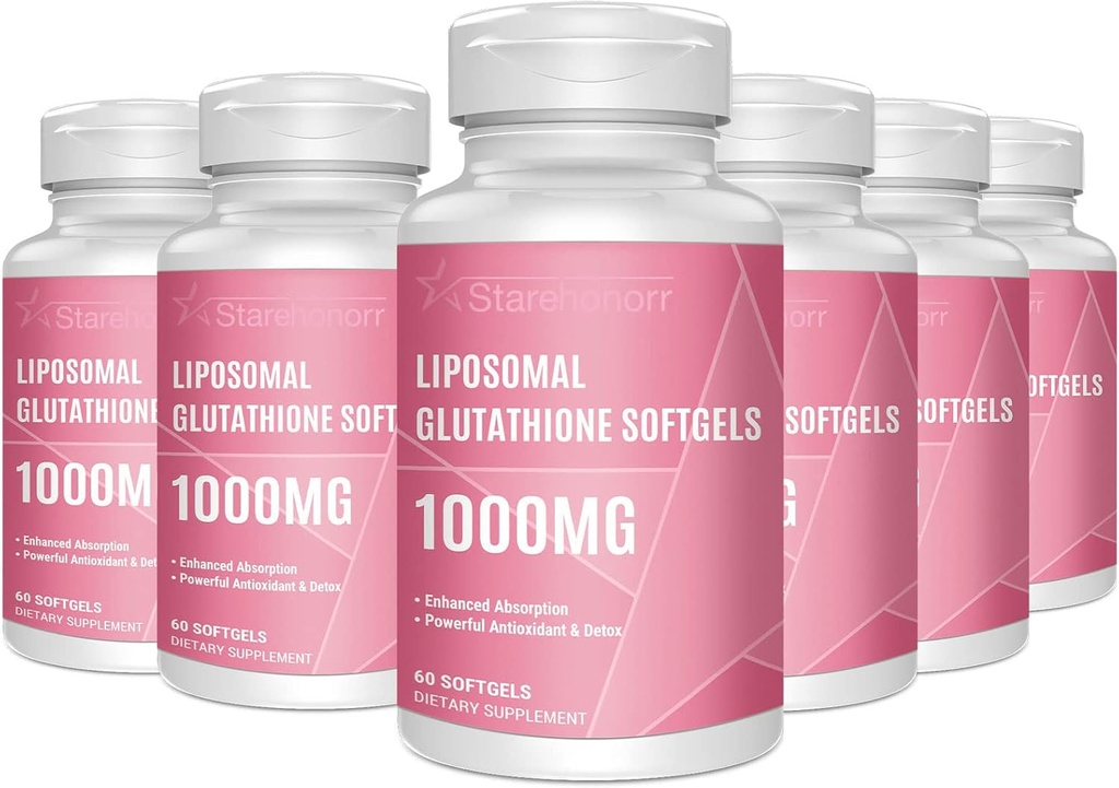 Liposomal Glutathione Softels 1500MG, Reduceret Glutathion tillæg med C-vitamin, Bedre Absorption, Non- GMO Kraftig antioxidant til sund aldring, Detox, immunforsvar, 360 Softgels