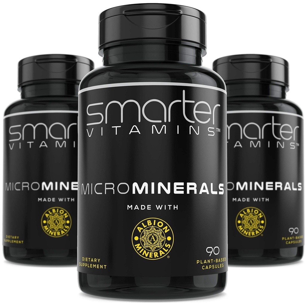 (3 Flasker) 15mg Zinkglycinat fra Albion ® 6 Essential Trace Bisglycinate Minerals, Mangan, Boron, Chrom, Selen, Molybdæn Supplement 90 Plantbaserede Vegankapsler