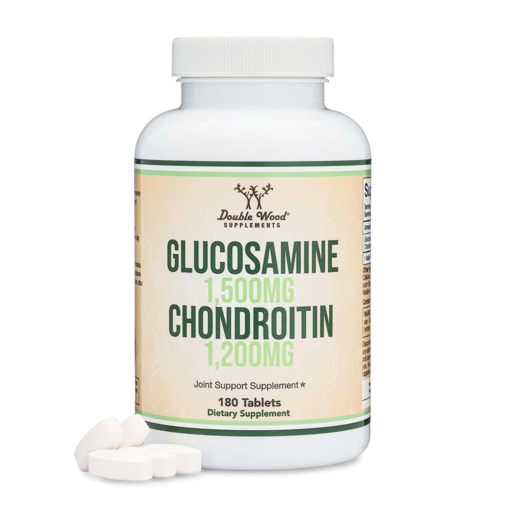 Glucosamin Chondroitin Triple Strength (1. 500 mg Glucosamin Sulfate, 1. 200 mg Chondroitin) 180 tabletter, to måneders Supply (Joint Support Supplement) Gluten Free, Non- GMO by Double Wood