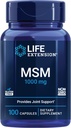 Life Extension MSM, 1000 mg, methylsulfonylmethan, Understøtter sunde Joints, antioxidant Support, Gluten- fri, Non- GMO, 100 kapsler