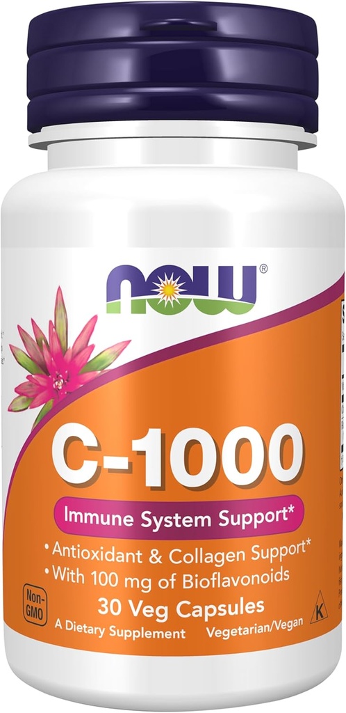 NOW Foods Supplements, Vitamin C-1,000 with Rose HIPS & Bioflavonoids, Antioxidant Protection*, 30 Veg Capsules