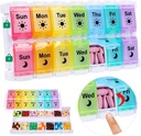 Shintop Am Pm Pill Organizer 7 dag, Trykknap Ugentlig Pill Box 2 gange om dagen Easy Fyld Pill Holder Dag nat Vitamin sag for Medicin Fish Oil Kosttilskud (Rainbow)