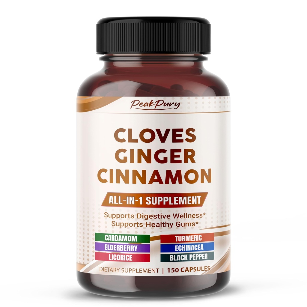 Ultra Cloves med ingefær & kanel - All- in-1 Supplement til fordøjelsesstøtte & oral sundhed - Lavet i USA - 150 kapsler
