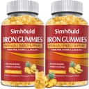2 Pack Vegan 80MG Iron Supplement Gummies for Women & Men - Vitamin A, C, B for Adults & Kids - Blood & Builder & Energy Support for Iron Deficiency, Anemia, 120 Counts Pineapple Flavor Gummies