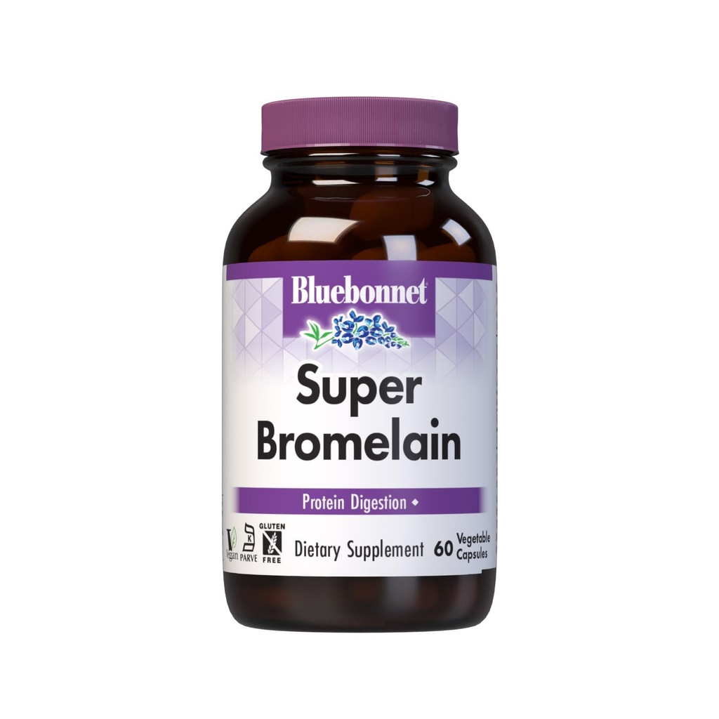 BlueBonnet Super bromelain Vegetariske Kapsler, 500 mg, 60 Greve