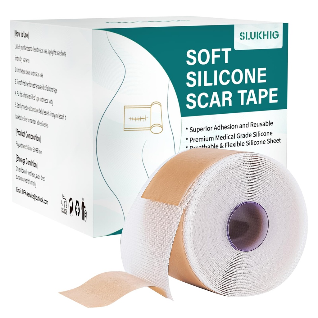 Silicone Scar Sheets (1,6 "x 158" Roll- 4M), Silicone Scar Tape til Scar Removal Treatment, Genanvendelige Silicone Scar Strips til C- sektion, Keloid, Burn, Acne, Kirurgiske Scars
