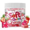 Iron Soft Chews Supplement med C-vitamin; Strawberry Flavored • 124; Gluten Free • 124; Iron Supplement for kvinder Mænd og børn • 124; 60 Greve • 124; 2 Month Supply