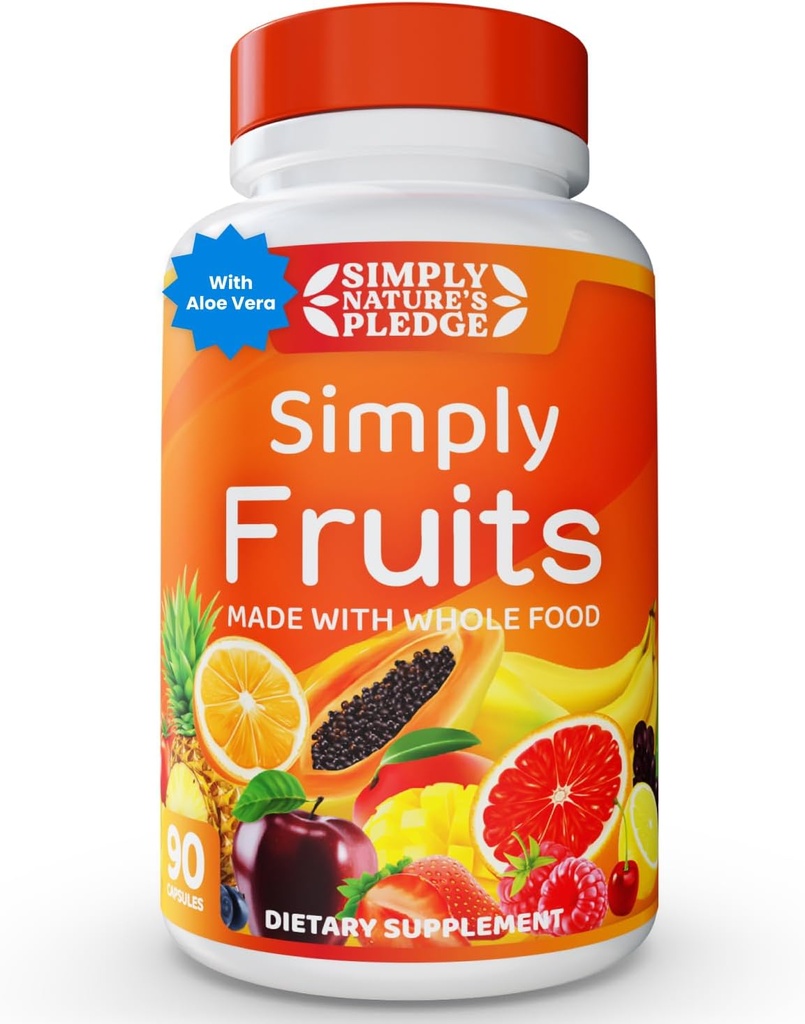 Simply Nature 's Pedge - 90 Fruit Capsules - Lavet med hele fødevarer superfødevarer, pakket med 25 forskellige frugter - 100% Soy Free