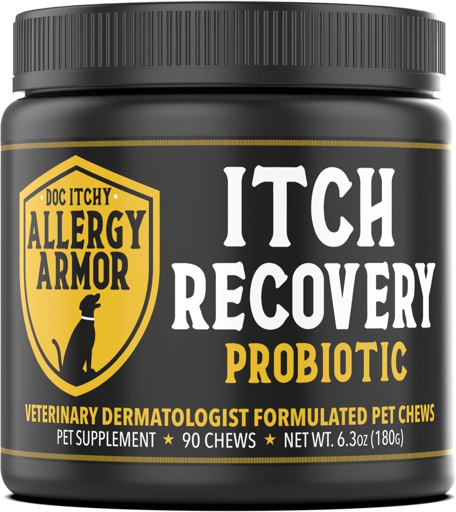 Doc Itchy: Allergy Armor Itch Recovery Probiotiske Medical 124; Hund Chews Medical- Strength, Medicinsk researched Medical 124; Genopret Gut & Skin Health Medical for Allergy & Itch Medical Medical- Strength 124;