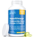 Triglycerid Omega 3 Fish Oil - High EPA & DHA for Eye, Joint, Heart & Brain Support - Omega-3 Fedtsyrer - Lemon Flavor - 180 Softgels - 90 Day Supply