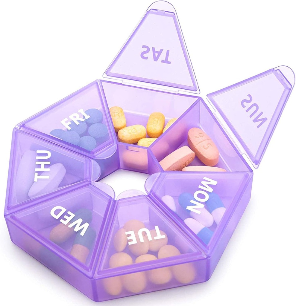 Ugentlig Pill Organizer Stor 7 dages Pill Box Organizer Daglig medicin sag for Vitamin Fish Oil Pills Kosttilskud Gigt Venlig
