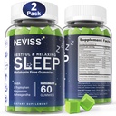 NEVISS Melatonin Free Sleep Aid Gummier for voksne - Magnesium Glycinate Gummies - 124; GABA, L- Tryptophan, Magnesium, Ashwagandha - Ikke-Habit Forming, Hjælp til dyb afspænding - Vegan, Lemon Flavor, 2Pack