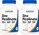 Nutricost Zink Picolinat 50mg, 240 Vegetariske Kapsler (2 Flasker) - Gluten fri og ikke-GMO