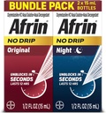 Afrin No Drip Original + Night Nasal Mist Bundle Pack, Non- Drowsy, Fast- Fungerende Decongestant for Nasal Congestion og Sinus Pressure Relief, Voksne og børn 6 og Ældre, .5 fl oz (Pack of 2)