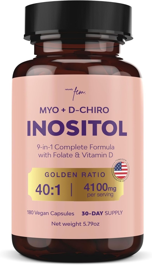 QSTA Myo- Inositol & D- Chiro Inositol Supplement for kvinder 4100mg (40: 1 Ratio) - 9 - in-1 Hormonal & Metabolic Support med folat, vitamin B6, B12, D3, zink & chrom