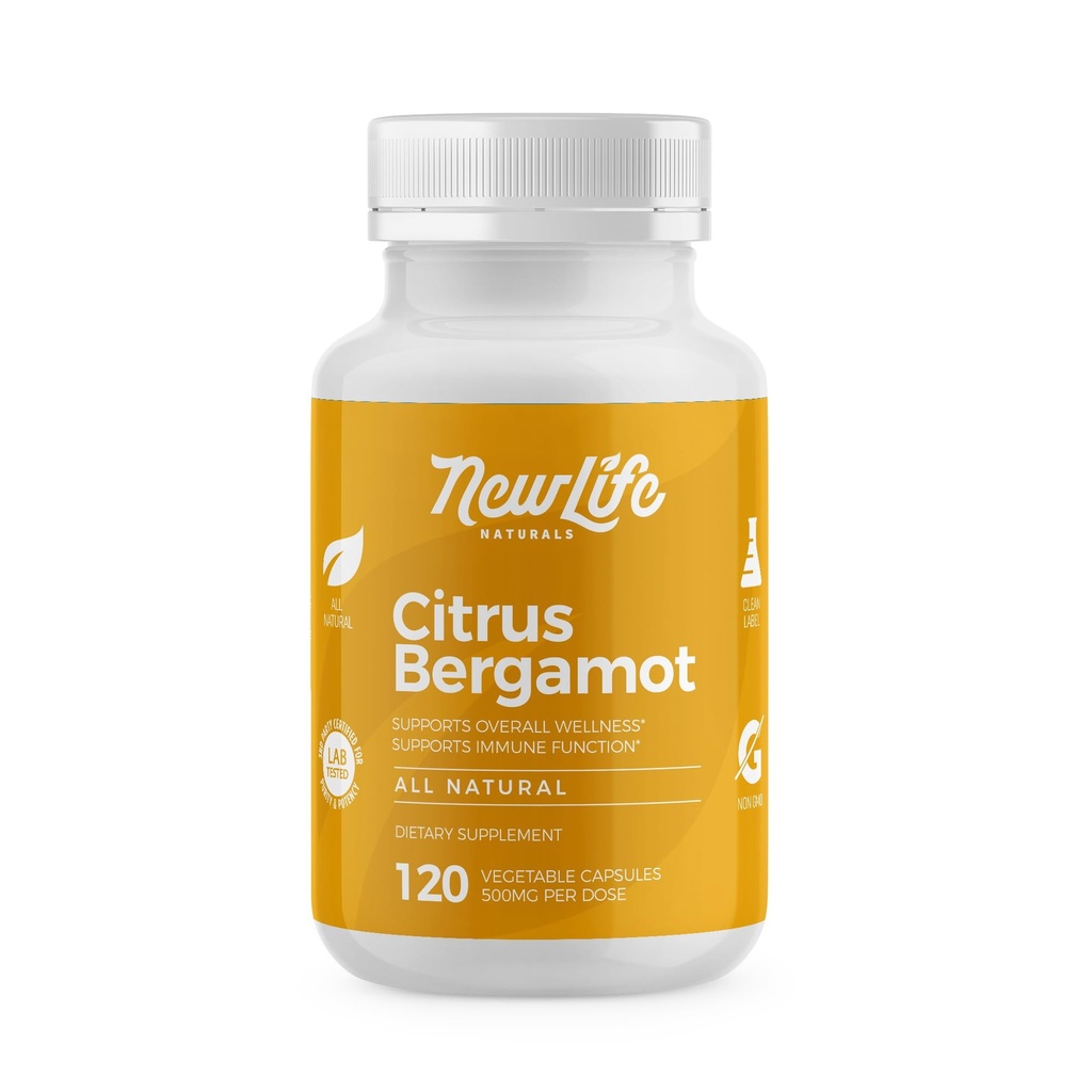 NewLife Naturals Citrus Bergamot Kosttilskud 500 MG til Cholesterol Support - Cholesterol Supplement - 120 Veggie Kapsler