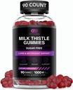 EFFEKTIV NUTRA Milk Thistle Gummies Measures 124; Sugar- Free Milk Thistle Extract 1000mg for Lever Detox & Antioxidant Support Measures 124; Vegan, Gluten- Free Measures 124; 45-Day Supply, Natural Berry Flavor, Made in USA (90 Count)