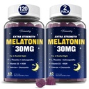 Melatonin Gummies 30mg for Adults: Maximum Strength Melatonin Supplement with L-Theanine, Ashwagandha, MSM, Vitamin D3 & Zinc - Non-Habit Forming, Natural Mixed Berry Flavor 60 Count (Pack of 2)