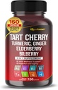 Tart Cherry Turmeric Ginger Stinging Ashwagandha Elderberry Bilberry Black Pepper -150 Capsules - Made in USA