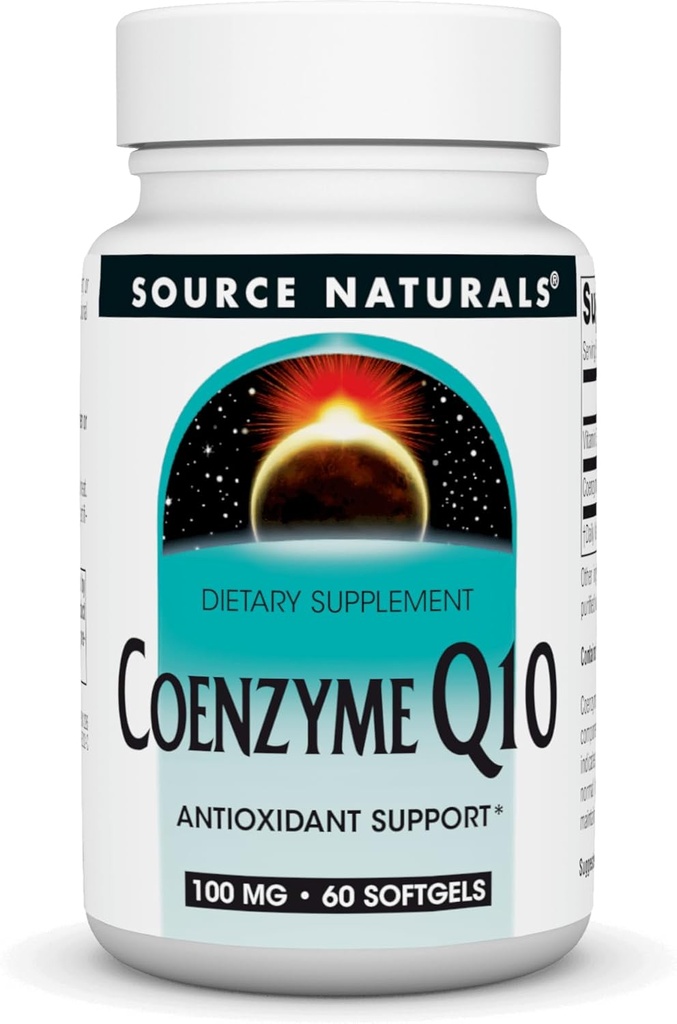 Source Naturals Coenzym Q10 Antioxidant Support 100 mg til hjerte, hjerne, immunitet og leverstøtte - 60 Softgels
