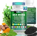 Sea Moss 7000mg - Black Seed Oil 2000mg - Ashwagandha 1000mg - Bladderwrack 1000mg - Gurkemeje 1000mg - Burdock 1000mg - Vitamin C 90mg - Vitamin D3 1000IE - Flere mineraler 350mg - 180 kapsler