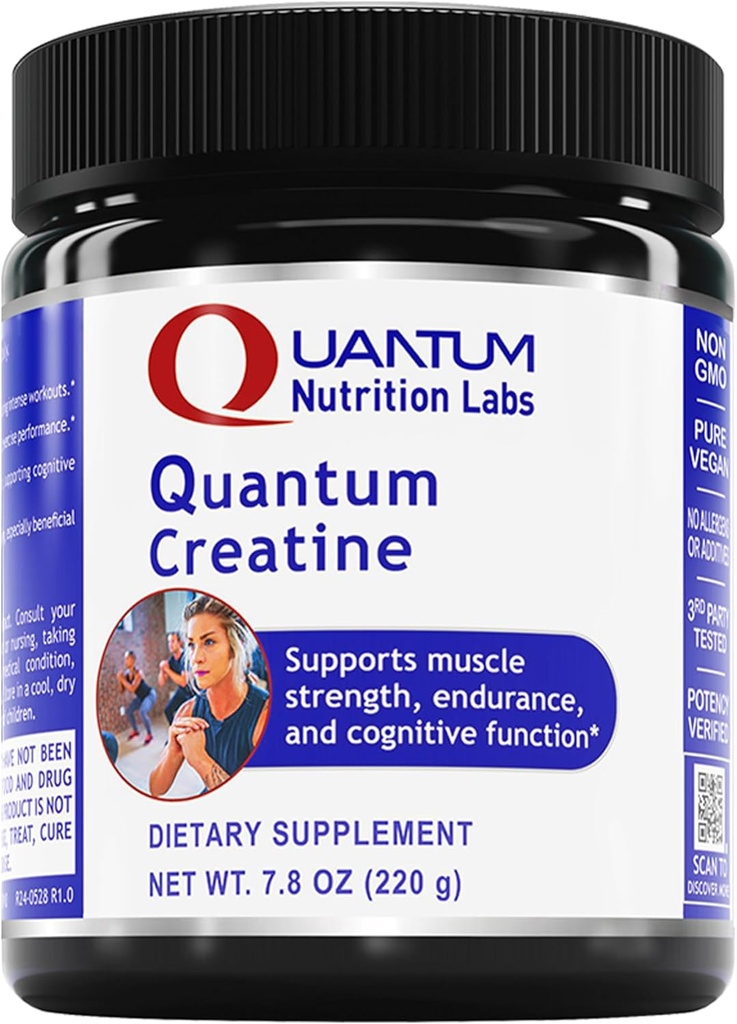 Quantum Nutrition Labs Quantum Creatin - Creatin monohydrat pulver, Creatin Powder til mænd, kvinder, Vegetarer, Unflavored Vegan Friendly Formel - 7,8 oz (40 Servere)