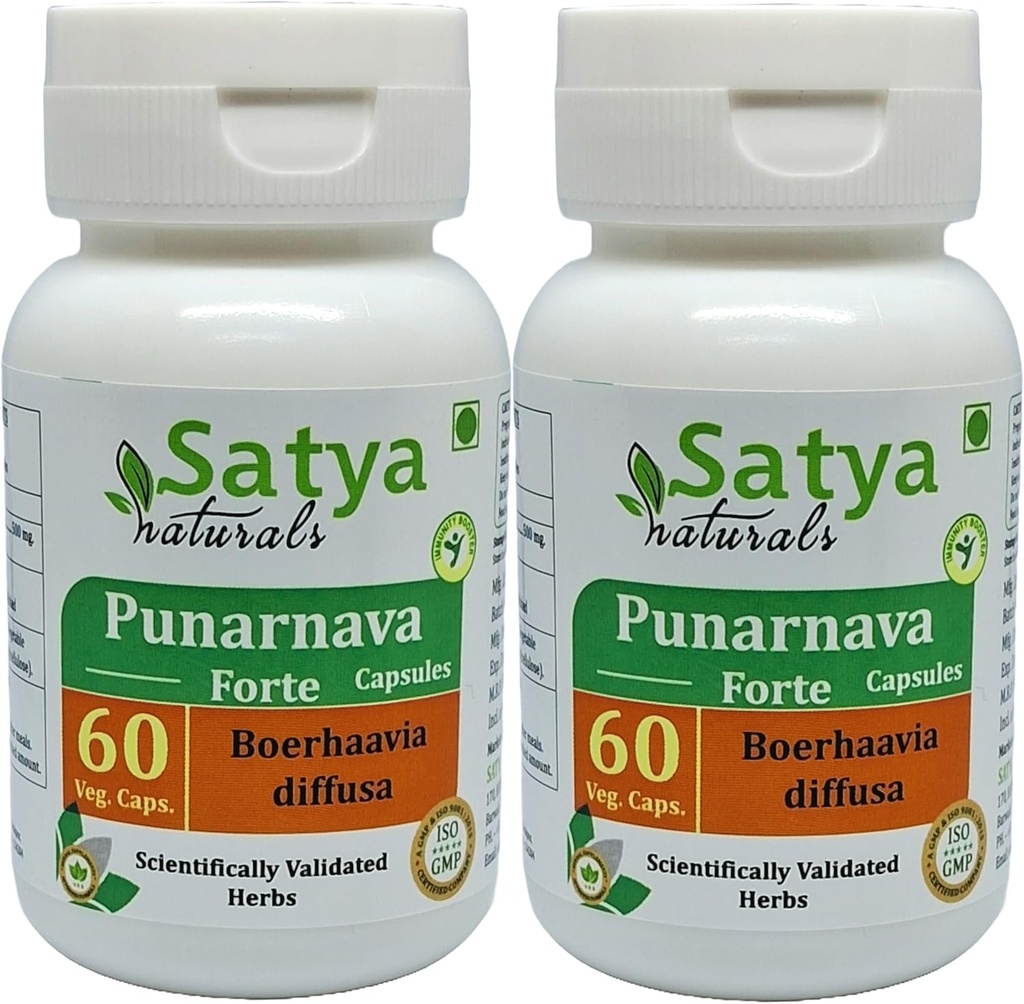 Punarnava Forte Capsule 500 mg. 60 Veg. Capsule Name 124; Punarnava (Boerhaavia Diffusa) Uddrag Kapsler til mænd og kvinder