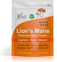 Jetsu Lions Mane Mushroom Powder, Organic, Vegan, Non- GMO Extract Supplement. Nootrop til støtte for hjernesundhed, boost neuron vækst og dit immunsystem for Clarity og Fokus. (227g)
