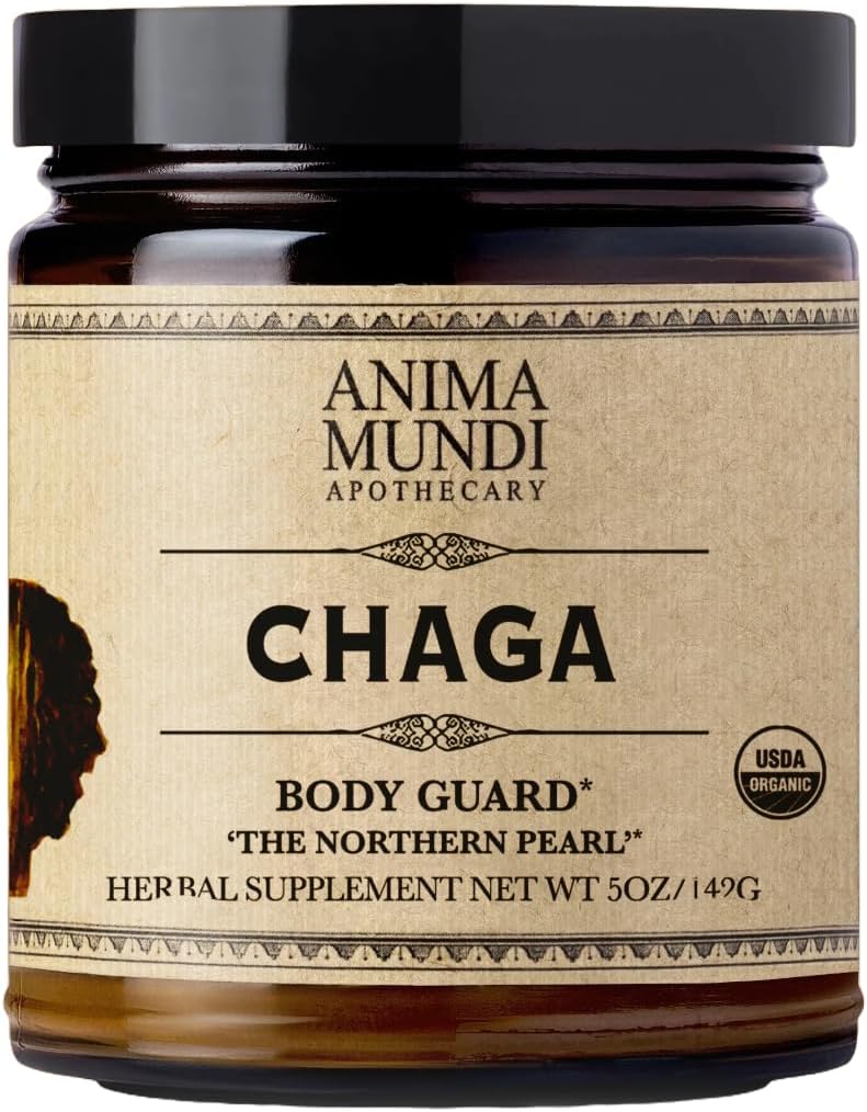 Anima Mundi Apothecary Chaga Mushroom Powder - Økologisk Chaga Mushroom Powder - Immunsystemet Support - Great for te, kaffe og mere (5oz)