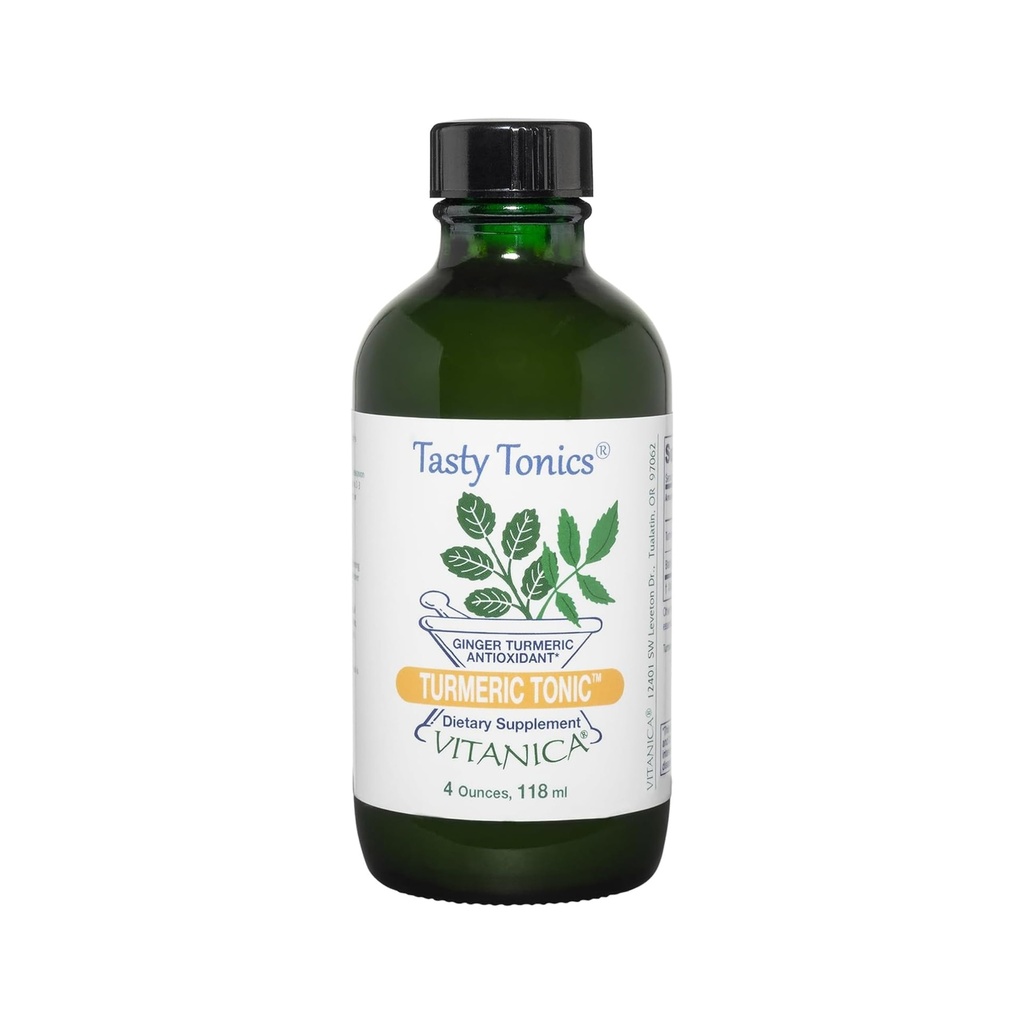 Vitanica, gurkemeje, ikke-GMO Flydende gurkemeje Supplement 1000 mg, med sort peber og ingefær, antioxidant, Vegan, Gluten Free, 4 Ounce