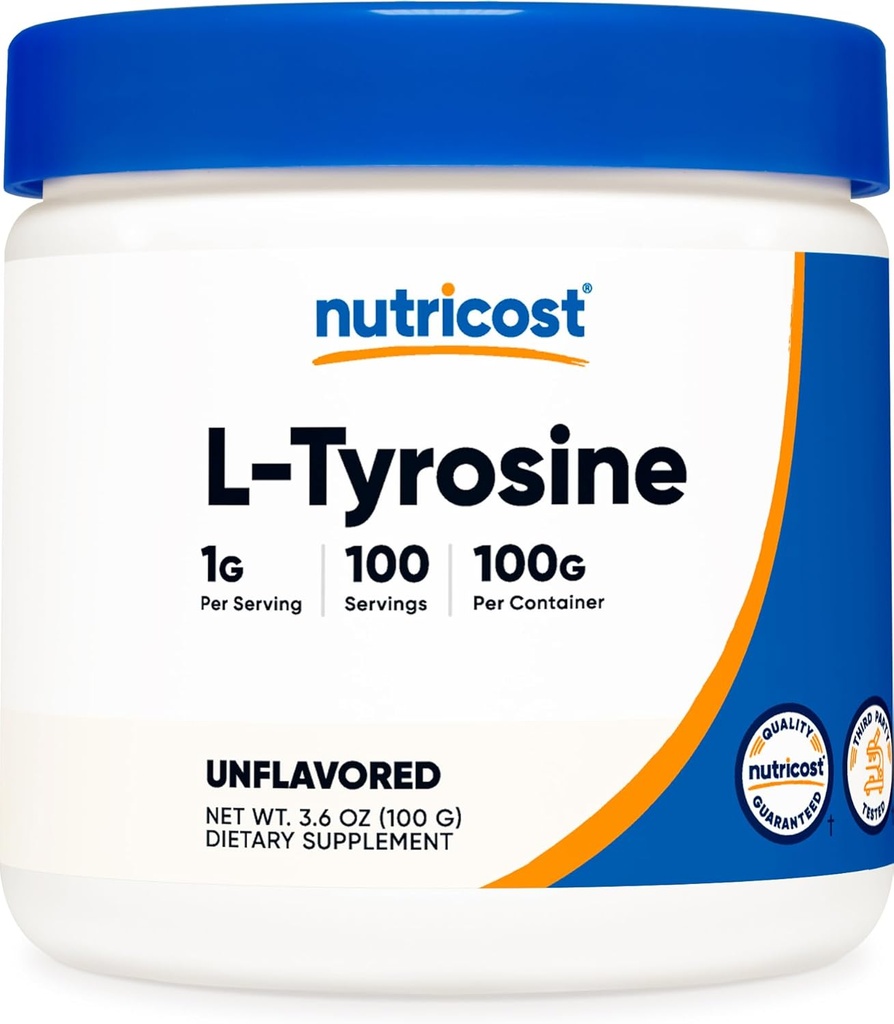 Nutricost L- Tyrosine Powder 100 Bedste (100 Servere) - 1G pr Servering