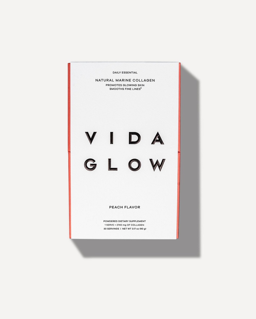 Vida Glow Marine Collagen Powder - Anti Aging tillæg med Collagen Peptider, fremmer glødende hud, stærke negle, sundt hår