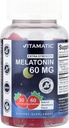 Vitamatisk sukker fri Melatonin 60 mg - 60 vegetariske gummier - ikke-Habit forming supplement