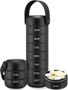 Zannaki Metal Weekly Pill Organizer, Large Travel Pill Box 7 Day, Waterproof Daily Pill Case with Silicone Handle, Aluminum Alloy Portable Pill Holder Container for Vitamin, Medicine, Supplement,Pills