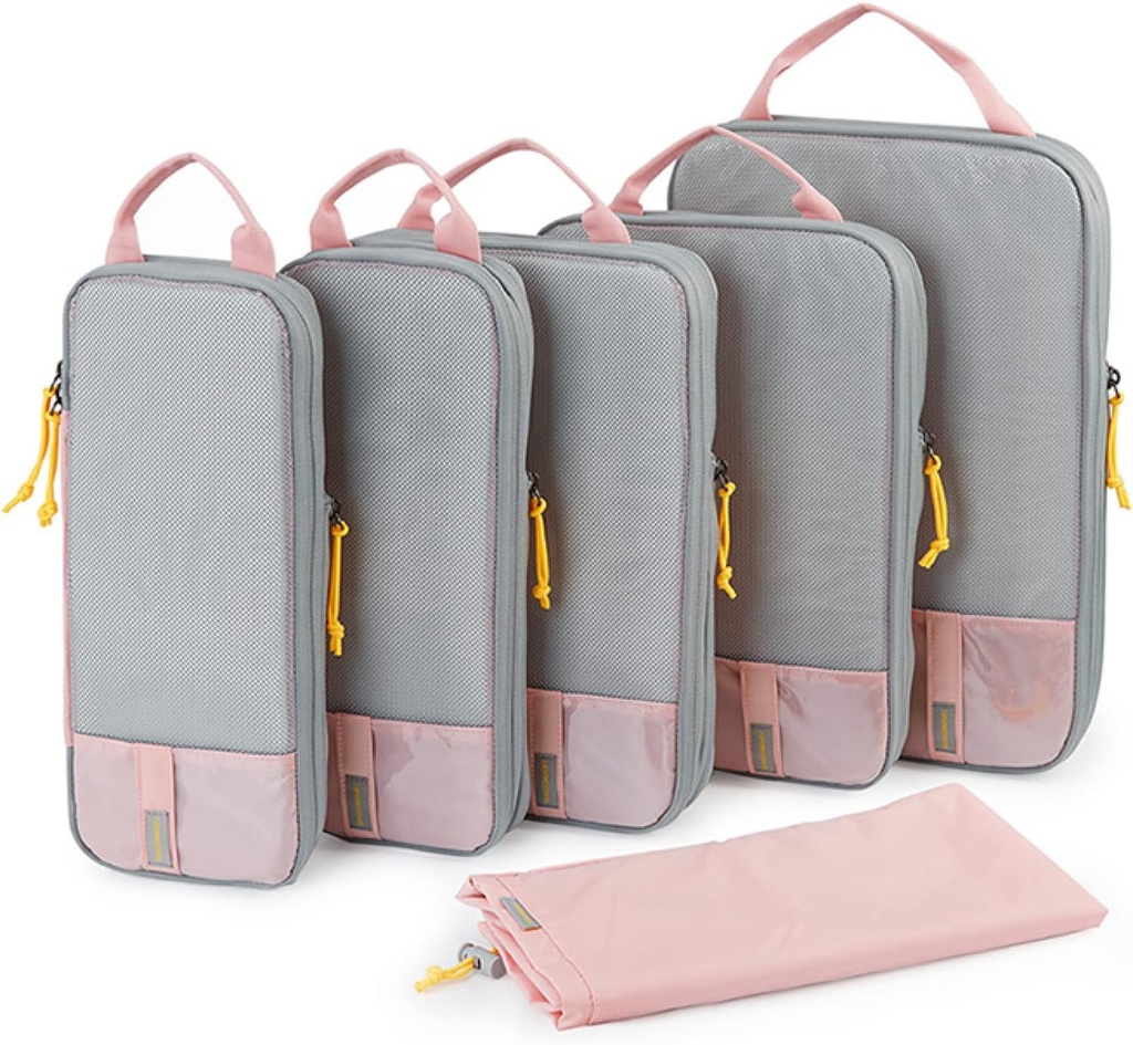BAGSMART 6 Set / 4 Set / 2 Set Compression Packing Cubes for Travel, Letvægts Bagage Organizer Tasker, Holdbar Space Saver Tasker Travel Essentials