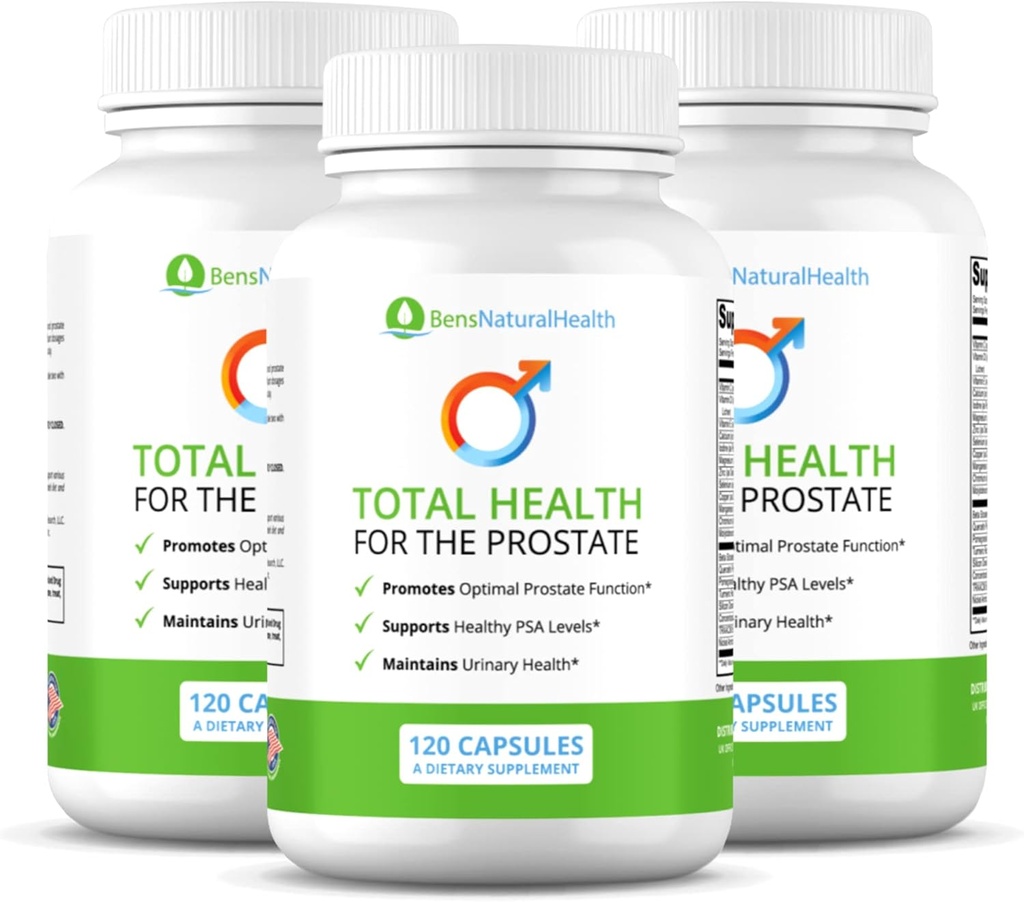 Ben 's Natural Health Total Health for The Prostata Supplement med Beta sitosterol Vitamin C, D, E, Zink og gurkemeje, 360 Vegicaps, 3 Pack
