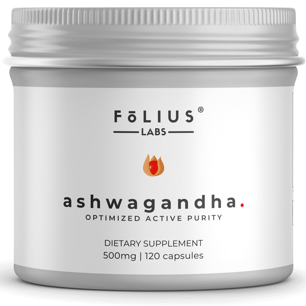 Ashwagandha 7,5% Herbal Energy Support Supplement 500mg - Stress Relief Support, Natural Mood Support - Fuld Spectrum Ashwagandha Root Extract -120 Kapsler
