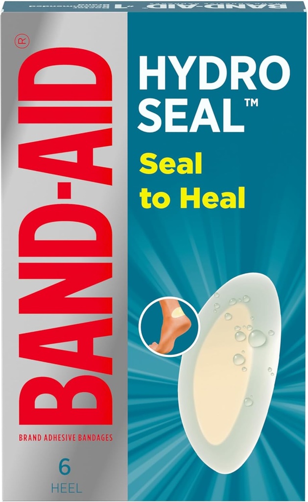 Band- Aid Brand Hydro Seal Adhesive Bandages for Heel Blistere, Vandtæt Blister Pad og Hydrocolloid Gel Bandage, Steril og Long- Lasting, 6 ct