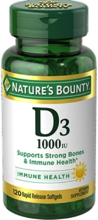Nature 's Bounty Vitamin D3 1000 IE immunforsvar, 120 Softgels (Pakning med 12)