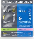 Rejsepakke med Energi & Søvntillæg - 30 Greve - Bærbar pakke med koffein Strips til energi og Melatonin Strips til søvn support under rejser - Made in USA, Sugar & Gluten Free