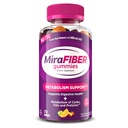 MiraFIBER Gummies fra Makers of MiraLAX, 8g af Daily Fiber Per Serving, Metabolisme Support med B Vitaminer, Gut Sundhed for mænd og kvinder, Prebiotic Fiber Gummies for voksne, Blandede Fruit Flavor 72Ct
