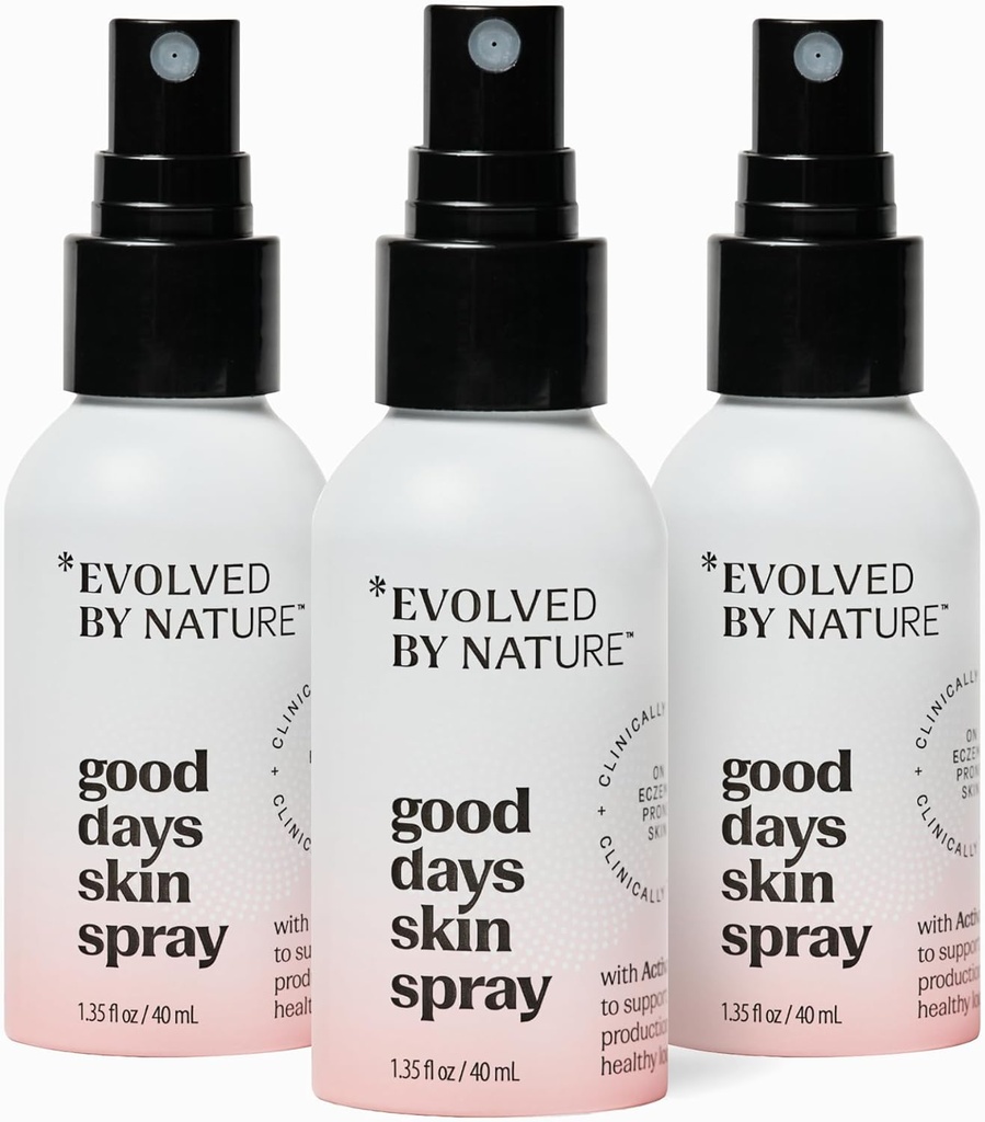 Evolveret af Nature Body Spray & Ansigtet Mist for Eksem-prone hud, Good Days Skin Spray, 3 Pack, Clinically Proven Body & Ansigtsspray, Hjælper med at reducere irritation og rødme af tør & sensitiv hud