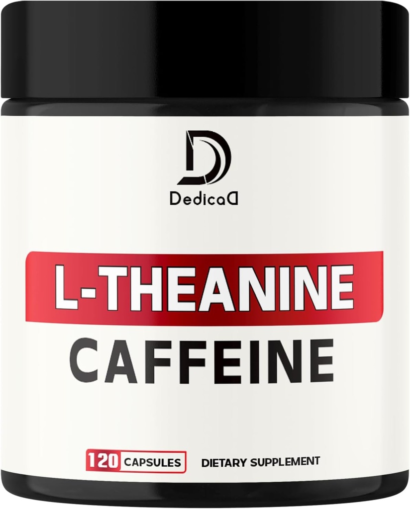 L- Theanin 200mg kapsler & Pure Coffein Pills 200mg - Smart Glat energiproduktion, Alerness, Kognitiv & Focus Clarity Supplement - 120 kapsler til 4 måneder - Non- GMO & Gluten Free