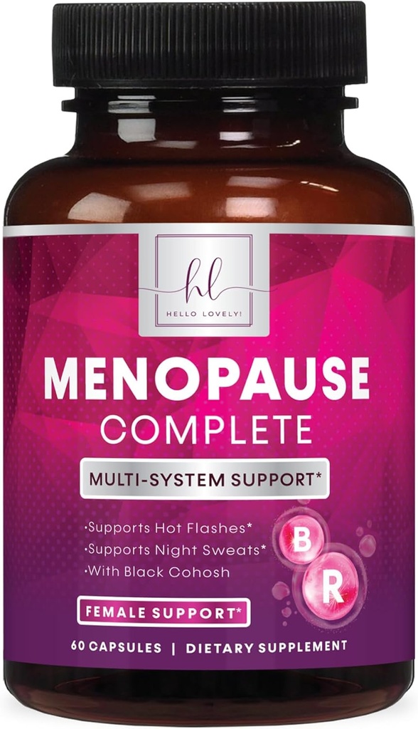 Menopause Supplements for Women with Black Cohosh - Natural, Mild Hot Flash, Night Sweats & Hormone Support, Menopause Relief with Dong Quai, Energy & Balance, Non-GMO & Gluten Free - 60 Capsules