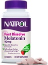 Natrol Fast Opløs Melatonin 10 mg, Melatonin Kosttilskud til rolig søvn, Sovestøtte til voksne, 75 Strawberry- Flavored Tablets, Op til en 75 dages forsyning