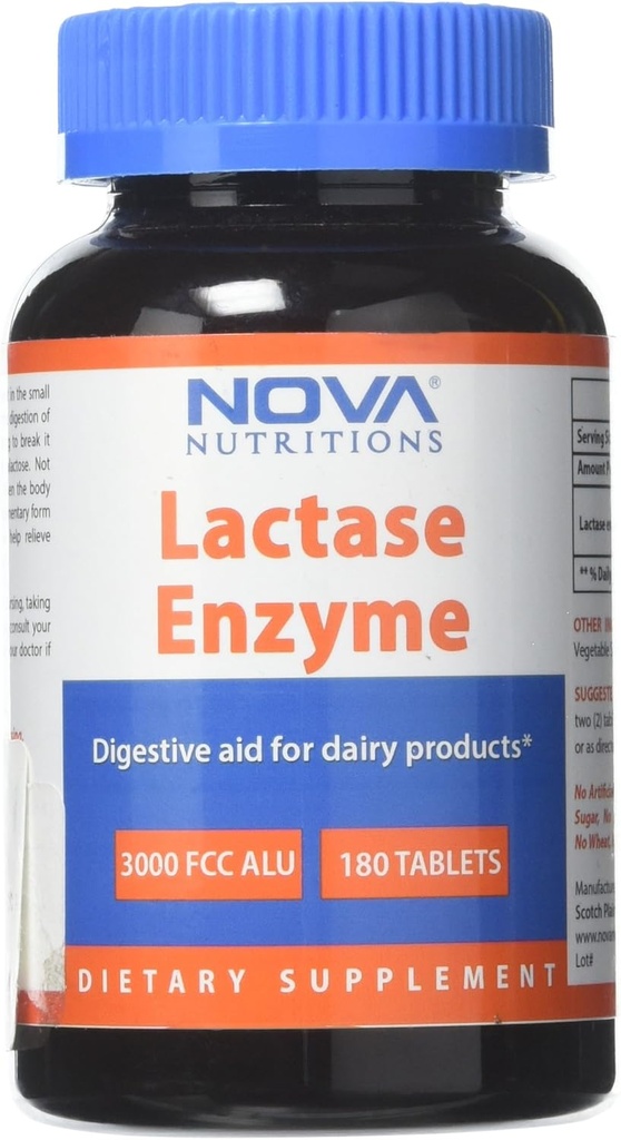 Nova Nutritions Lactase Enzyme 3000 FCC ALU 180 tabletter