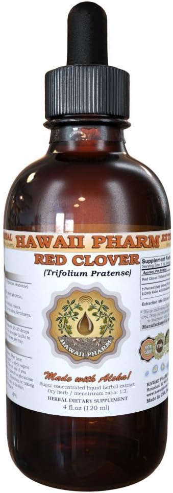 Hawaii iPharm Red Clover Liquid Extract, Organic Red Clover (Trifolium Pratense) Tinktur, Herbal Supplement, Lavet i USA, 4 fl.oz