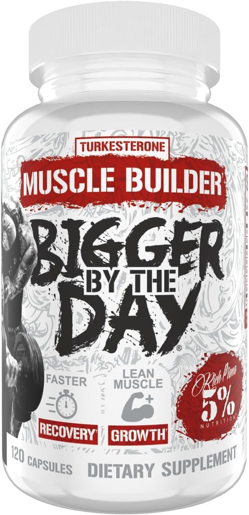 5% Nutrition Rich Piana BiggerByTheDay; Anabolske Muscle Builder, Hardcore Mass Gainer Bud124; Turkesterone, HICA, Epicatechin, Leucin Budding124; 120 Kapsler (30 Servere)